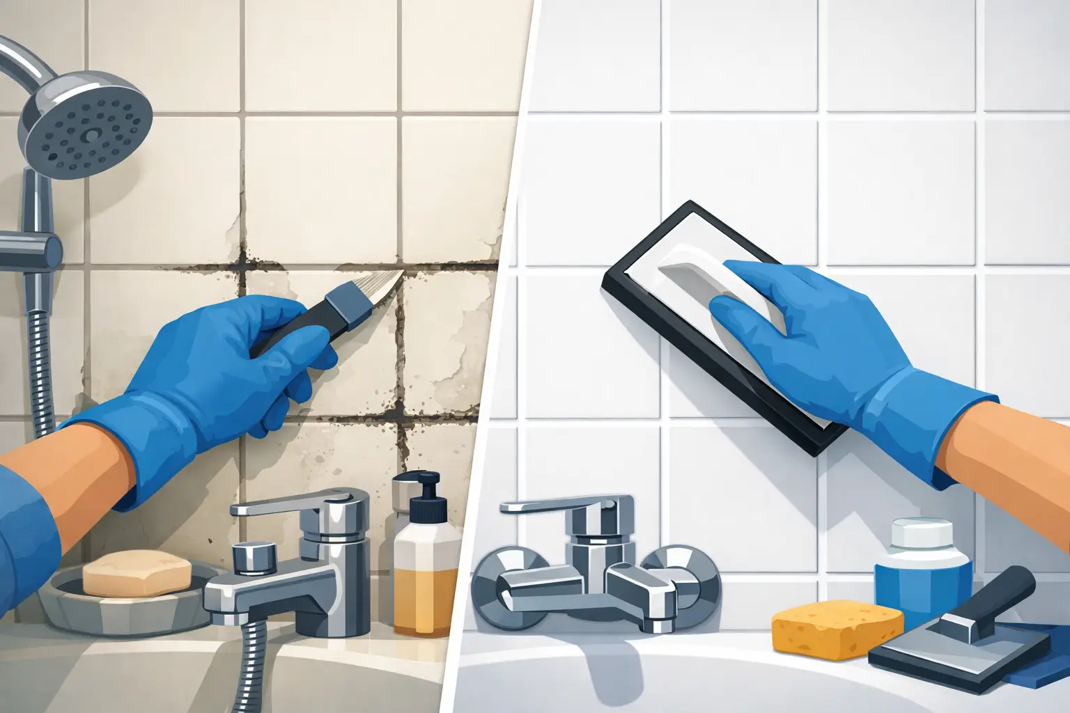 Bathroom Regrouting Before and After