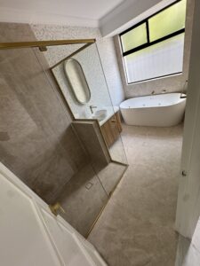Completed bathroom shower and floor tiling by A1 Grouting and Tiling in Perth