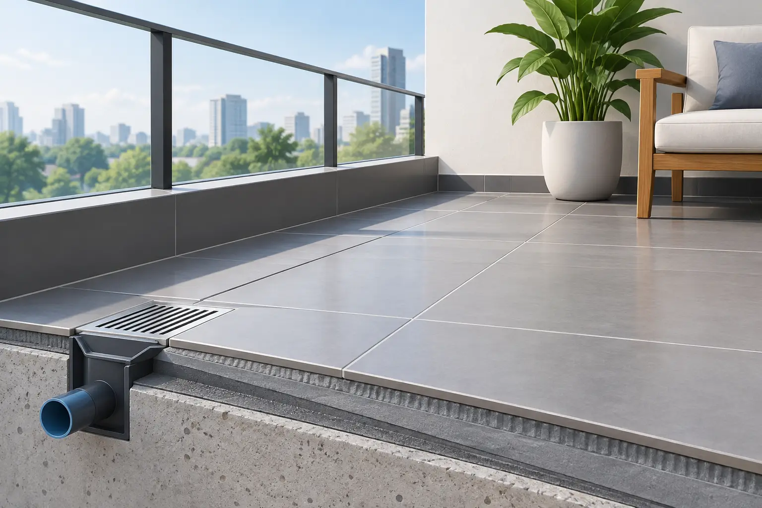 Balcony Drainage Tiling Example Done Properly